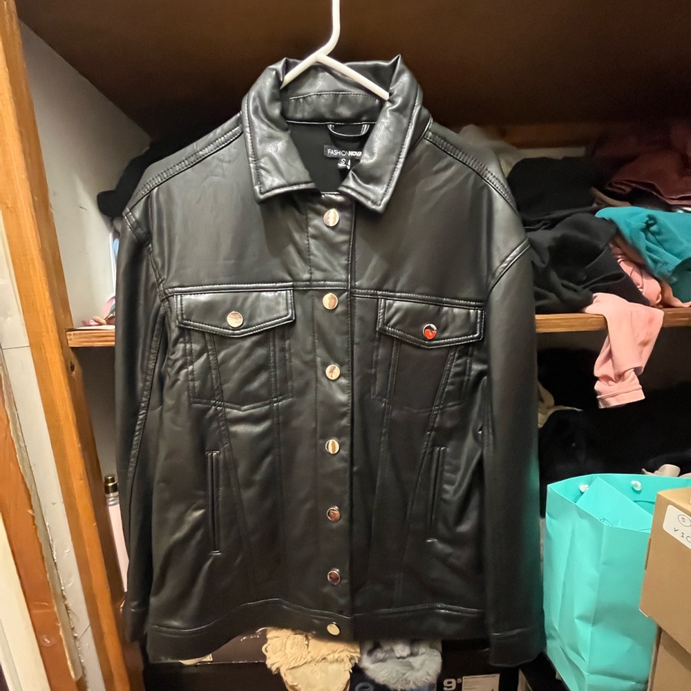 Faux leather coat